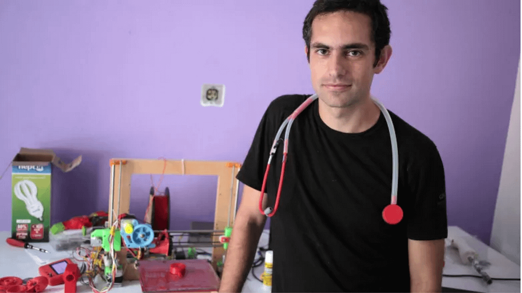 Dr. Tarek Loubani with 3D printed medical items.